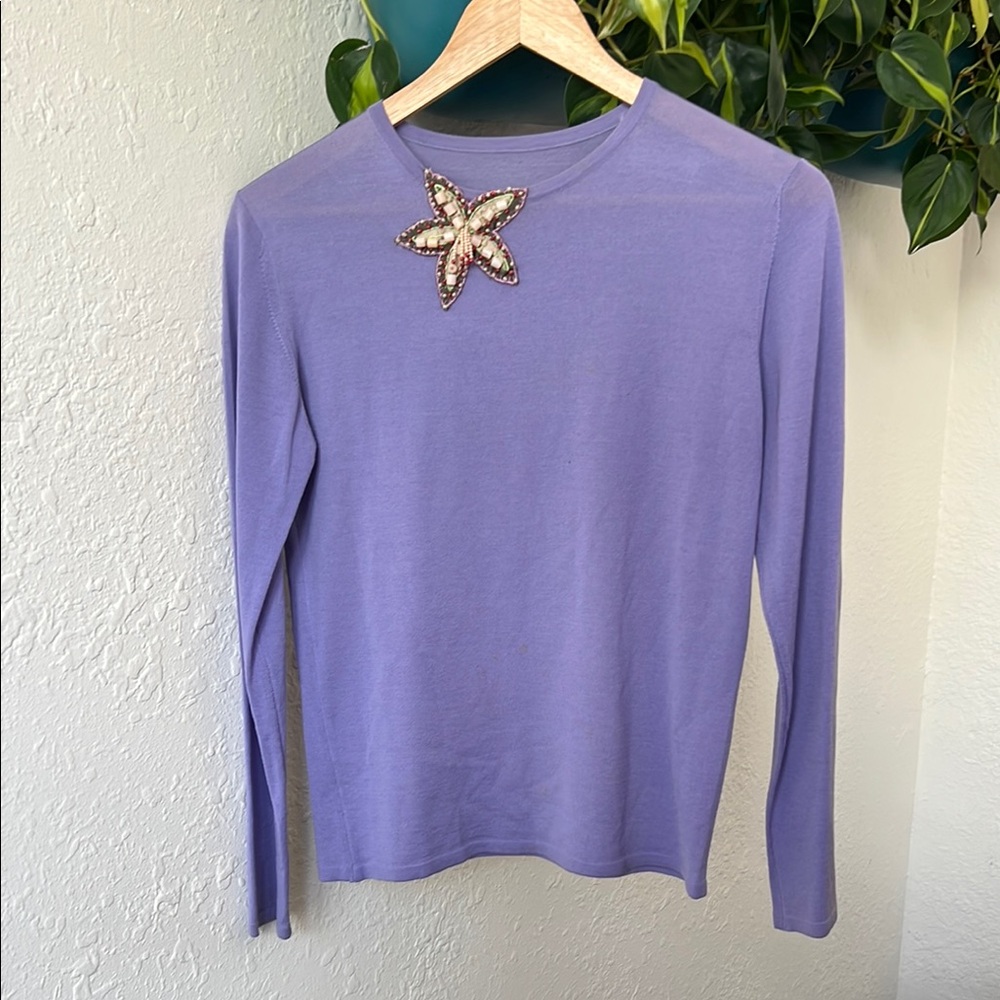 Embellished Purple Fitted lightweight sweater
